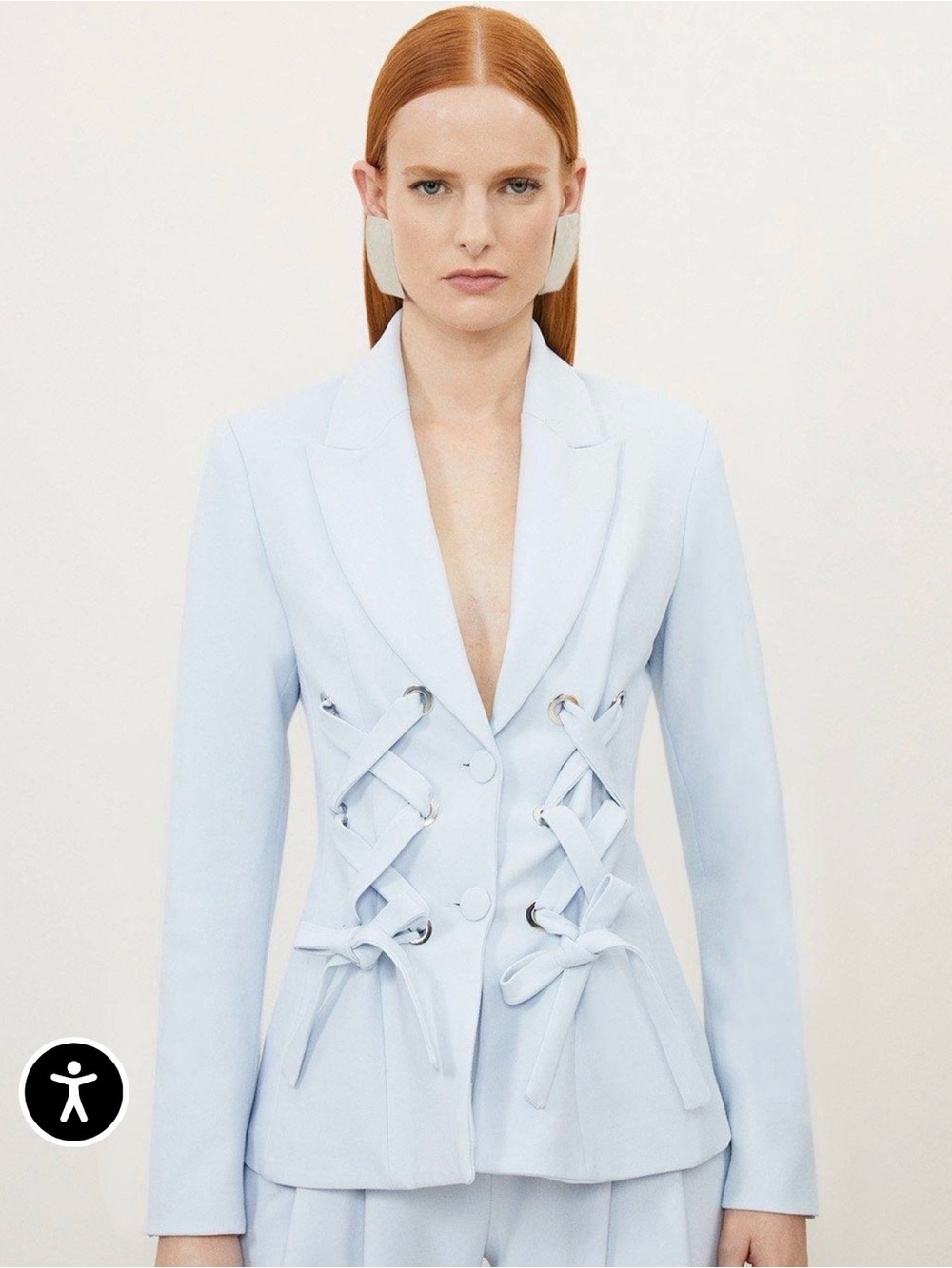 NWT Karen Millen Pale Blue Lace-Up Blazer - Picture 7 of 8